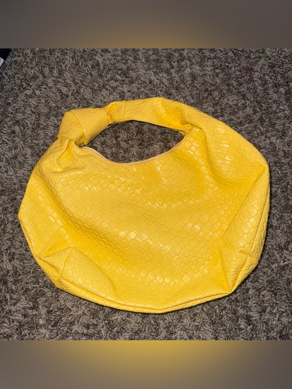 Yellow Textured Hobo Bag